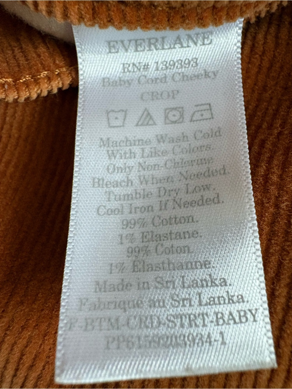 Everlane The Cheeky Straight Corduroy Pant Cognac/Rust Size 27 - Picture 6 of 10